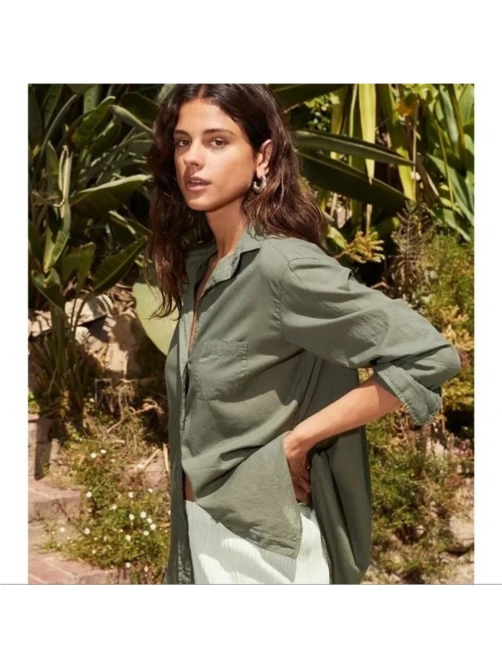 Grayson The Hero Button Up Linen Shirt Army Green Medium